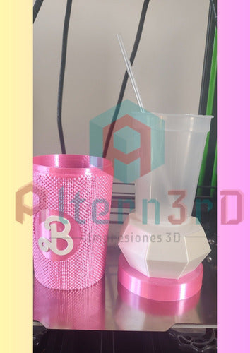 3D Printed Barbie Motif Cup with Reusable Straw - 300cc 0
