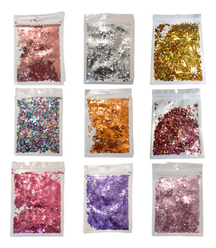 5 Glitter Cola De Sirena Hexagonal Resina Epoxi X 10gr C/u 0