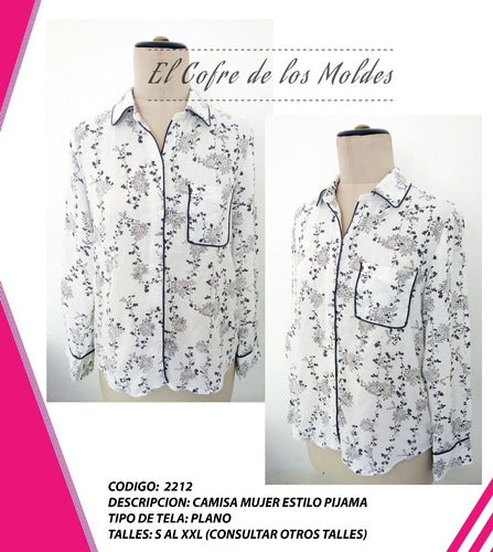 MoldeArte Molde Digital Camisa Pijama Con Vivos Patron Pack 5 Talles! 1