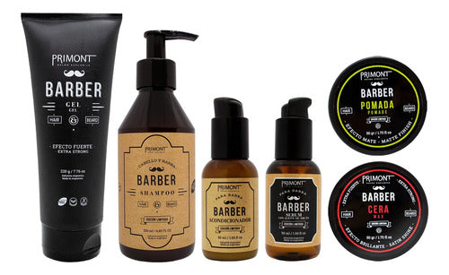 Luxury Primont Barber Kit for Hair and Beard Care - Primont Barber Kit Lujo Barbería Pelo Barba Shampoo + Extras