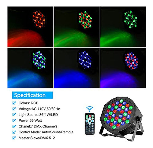 Litake Led Dj Stage Par Lights, Dmx Dj Uplighting Sound Acti 1