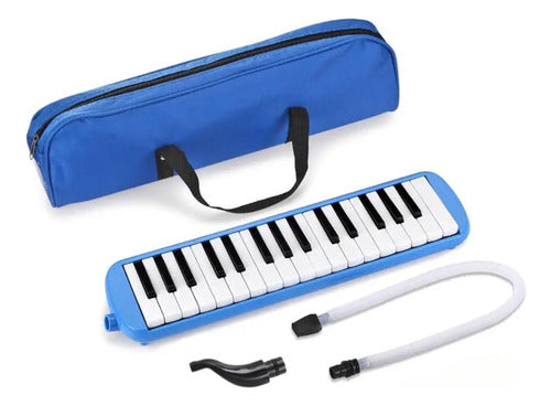 Lincoln Winds Melodica 32 Keys with Carry Case and Mouthpiece in Blue 0