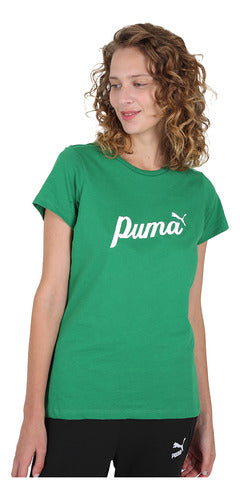 Puma Essentials Blossom Script Women's T-Shirt in Green | Dexter 0