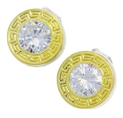 Mahoka Joyas Aritos Guarda Griega Con Cubic 11mm Plata Y Oro 0