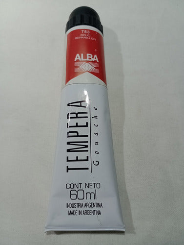 Alba Tempera Gouache Profesional 60 Ml 783 Rojo Bermellon 1