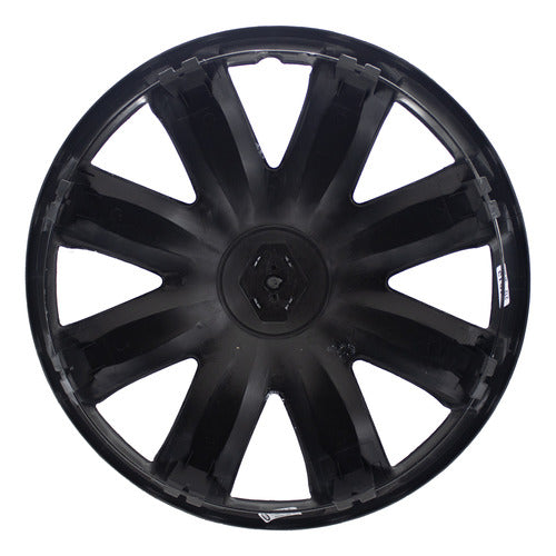 Set of 4 Black 14 Inch Wheel Rim Caps for Renault Clio 2 Kangoo 2008 2009 2010 with Gray Logo 3