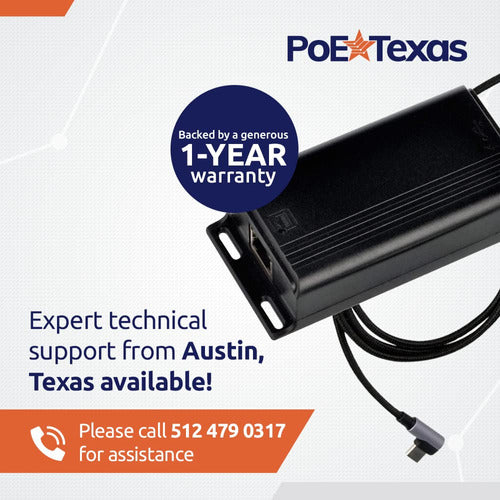 Poe Texas PoE Converter for Power and Data to USB-C 6