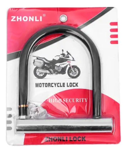 Genérico Candado Tranca U-lock Para Moto Y Bicicleta Con 2 Llaves 4