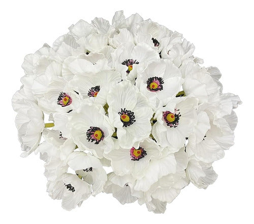 LebriTamFa Real Touch PU Artificial Poppy Flowers - 10 Stems 1