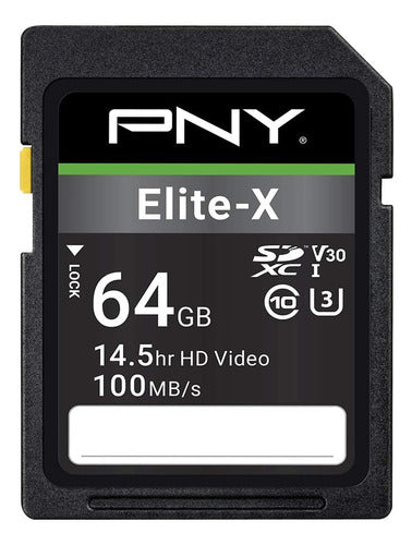 PNY 64GB Elite-X Class 10 U3 V30 SDXC Flash Memory Card 0