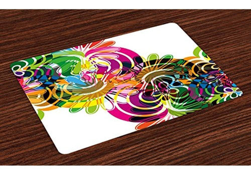 Lunarable Modern Table Mats Set of 4 Rainbow 0