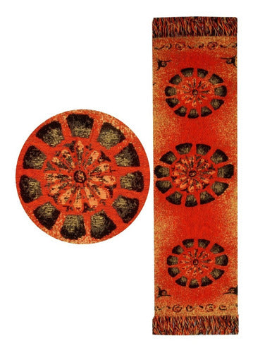 Caminos De Mesa Chenille Estampados Mandala Pimenton 1