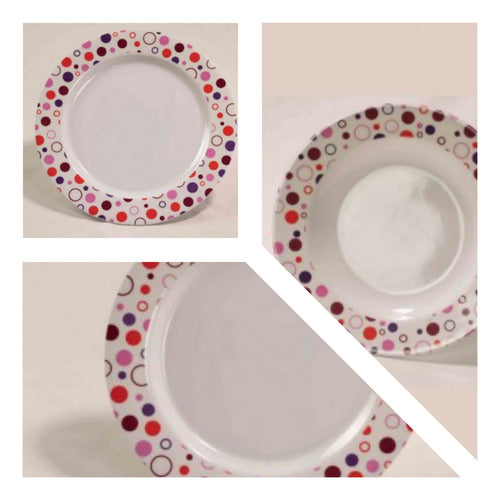 Plastic Ware Melamine Dots Dinnerware Set 18 Pieces for 6 People 0