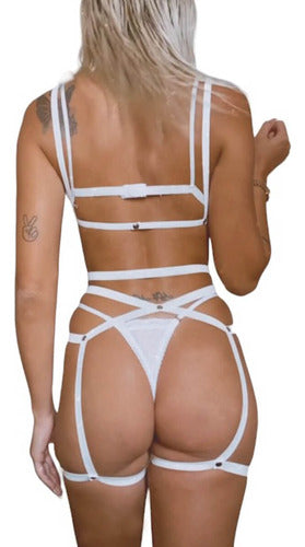 Batcat Kate White Lingerie Harness and Garter Set 1