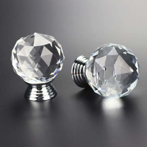 4 Pcs - Simil Cristal Clear Round Crystal Handle 30mm Glass Dresser Drawer Knobs 1