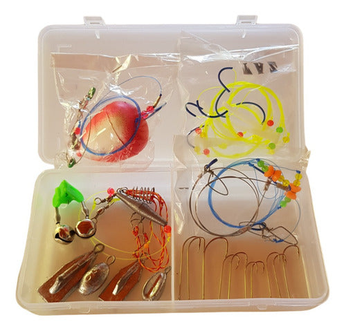 Aire y Pesca Fishing Kit Plumbed Lines Hooks Float + Organizer 0