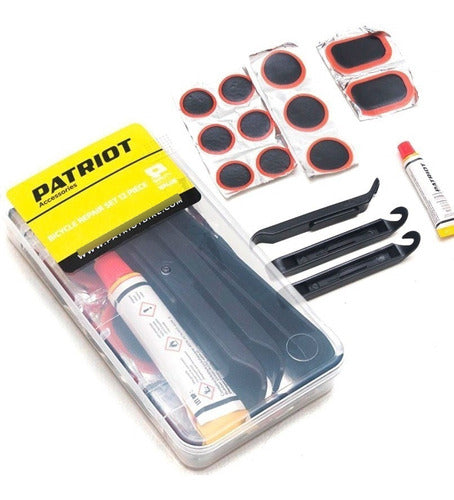 Kit Reparacion Parches Bicicleta + Palancas Saca Cubierta 0