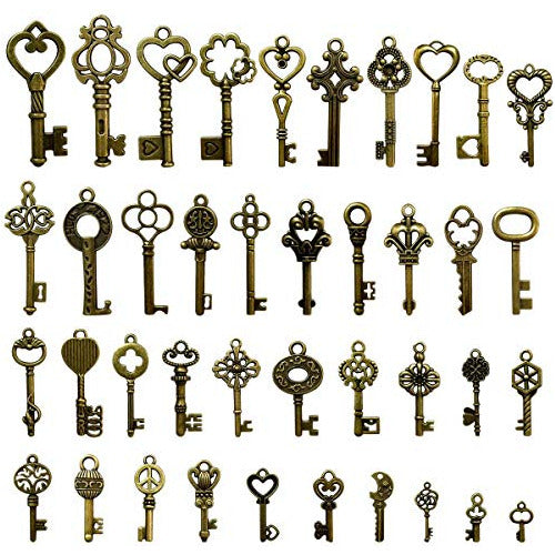 Yuntop 40 Pcs Mixed Skeleton Keys in Antique Style Bronze 0