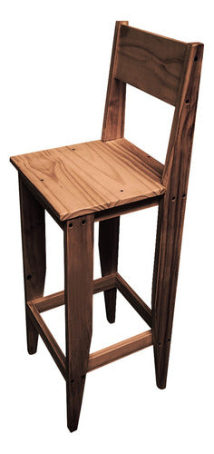 High Breakfast Bar Stool Solid Wood Removable Backrest 3
