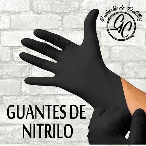 GC PRODUCTOS DETAILING Black Nitrile Gloves X 50 Unites Powder-Free Reinforced 1