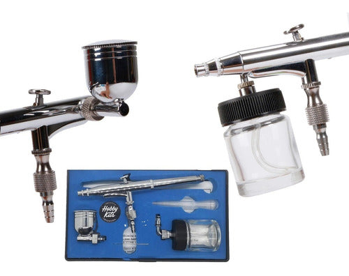 Hobbykits Dual Action Gravity Feed Airbrush with Side Suction Glass Jar 3