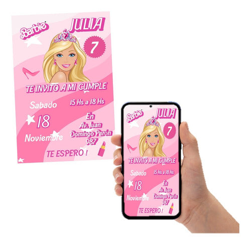 Personalized Digital Barbie Invitation 0