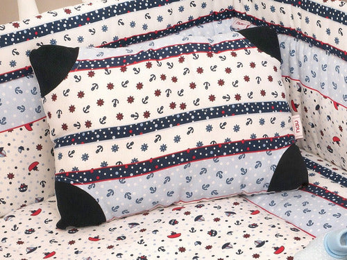 Almohada Bebe Cuna Cochecito Deco Rectangular Marinero Mibes 0