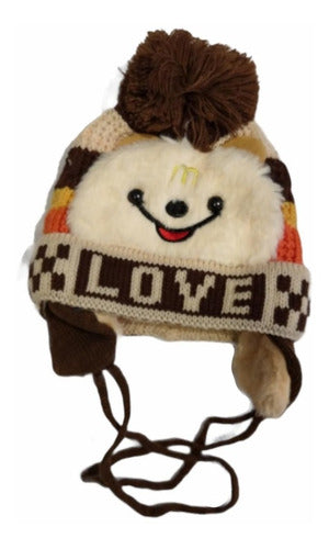 Tande Gorro Lana Infantil Invierno Oso Con Pompón Corderito Orejas 0