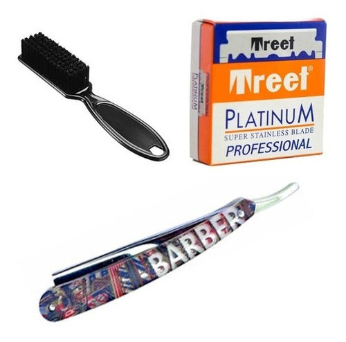 E-Shop Peluquería Professional Barber Razor + Brush + Treet Blades 0