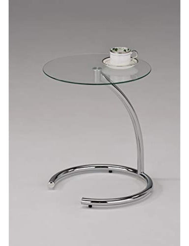 Kings Brand Chrome With Modern Glass Accent Side Table 0