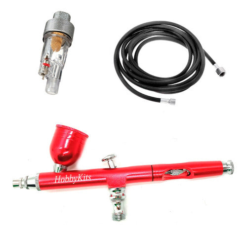 Hobbykits Gravity Feed Dual Action Airbrush with 3m Hose and Filter 0