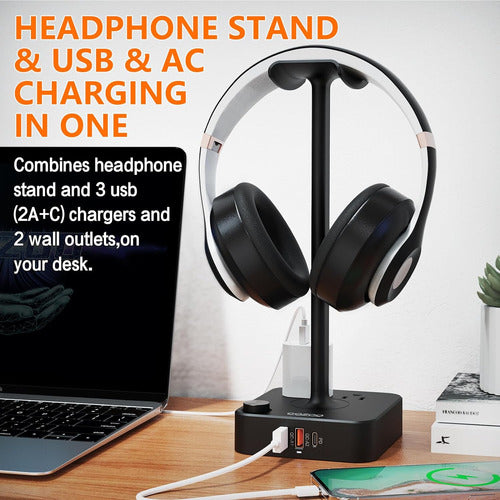 Cozoo USB Headphone Stand Charger with 3 USB Ports & 2 AC Outlets 1