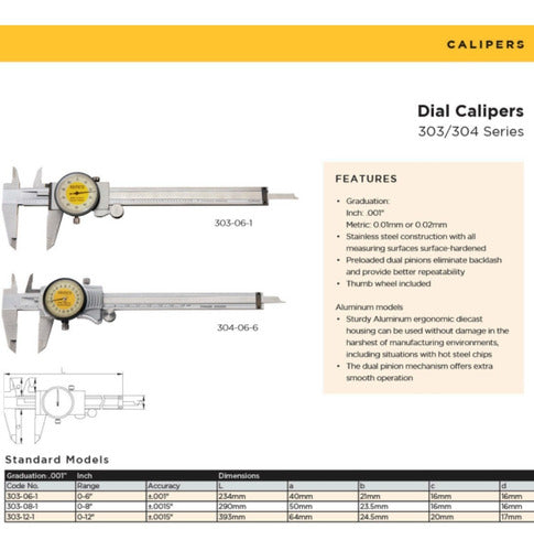 Asimeto Caliper With Clock 200 Mm 0.02 Mm 303-08-2 1