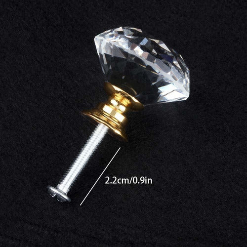 Tomorotec 12 PCS 30mm Crystal Clear Glass Cabinet Drawer Pulls Golden Base 5