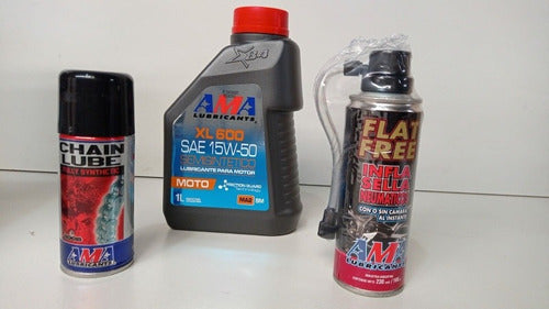 AMA Lubrication Kit with Inflater and Repair 4T Semi-Synthetic Oil 1