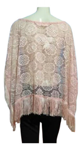 Genérica Free Size Special Cape Poncho in Light Pink Lace for Parties 0