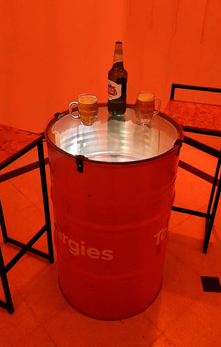 Barrel Bar Tables with Infinite Tunnel Effect in Metal Sheet 0