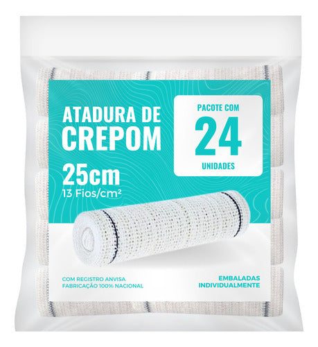 Atadura Crepom Faixa Bandagem Elástica 25cmx1.2m 24 Unidades 0