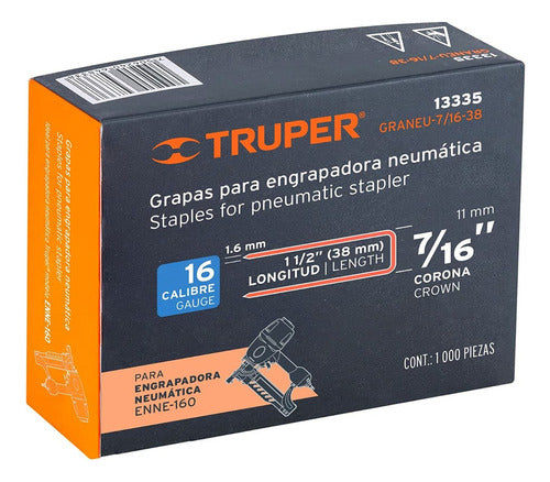 Truper 38mm Staples for Stapler 1000 Pieces Gauge 16 1