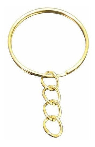 Set of 24 Keychain Rings with Chain, Gold - Gatuvia 0