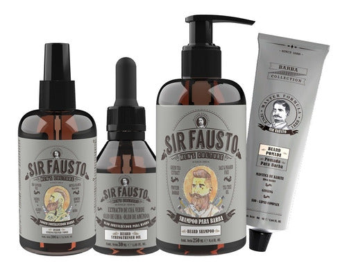 Kit Para Barba Sir Fausto Shampoo Oleo Pomada Tonico Barber 0