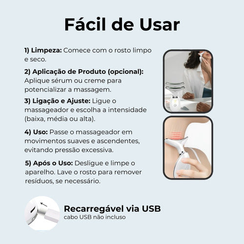 Massageador De Rosto E Pescoço Facial Elétrico 3