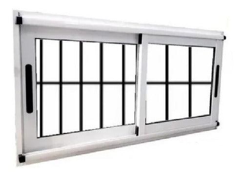 Modena 80x40 Sliding Window with White Aluminum Frame, Dvh Glass, Mosquito Net, and Grille 0