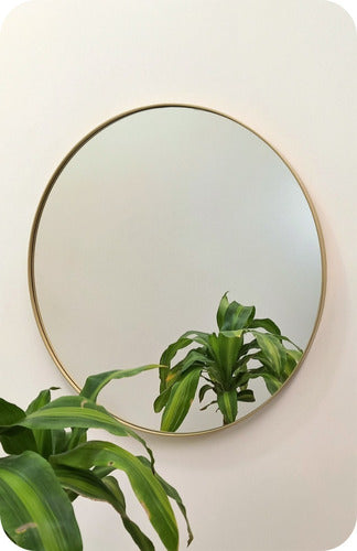 Alego Cristal Round Mirror With Golden Iron Frame 80cm 1