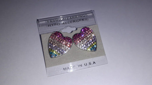 Imported Heart-Shaped Earrings with Multicolored Crystals 5