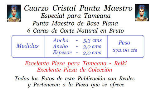 Cuarzo Cristal Punta Maestro Basea Plana - 5,0 Cms X 3,0 Cms 4