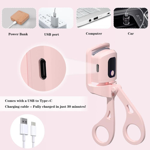 Karlae Heated Eyelash Curler With 3 Heating Modes, Usb Rechargeable Eye Lash Curler For Long-lasting Curl, Quick Heating And Temperature Display Electric Eyelash Curler (Pink) 6