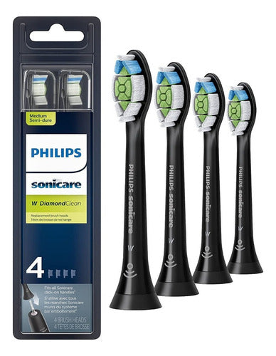 Philips Sonicare Genuine W DiamondClean Replacement Toothbrush Heads 4-Pack HX6064/95 Black 0