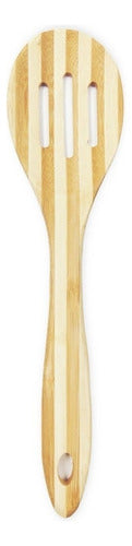 Generic Bamboo Slotted Serving Spoon 28 Cm 0