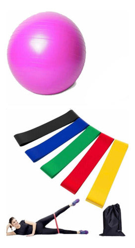 Neimai Sports Pilates Yoga Ball 50cm + Set of 5 Resistance Bands with Storage Bag 0